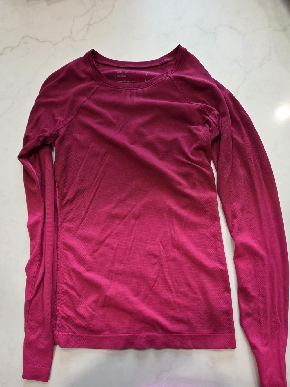 Figs Underscrub Top-Deep Cranberry/Shocking Pink- XS